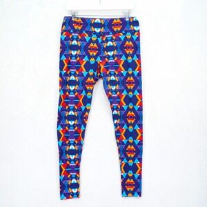 LuLaRoe Tall & Curvy Purple Red Geometric Leggings Athleisure‎ Pants -30 / 28-